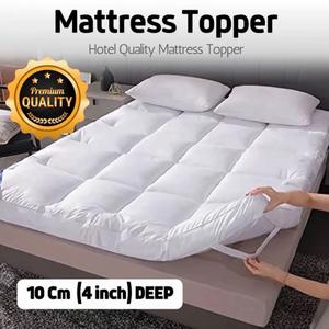 10CM Deep MATTRESS TOPPER - Hotel Quality Microfiber Mattress Pad, Super Soft & Fluffy, Machine Washable, Non-Allergic, Single, Double, King, Super King UK All Sizes, Quilted Super Absorbent Breathable mattresstopper