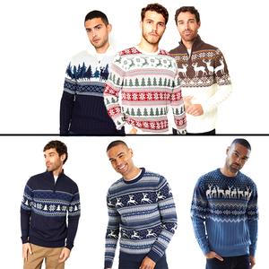 NOROZE Mens Christmas Cable Knitted Mock Quarter Zip Jumpers Shawl Neck Knitted Button Up Classic Knitwear Xmas Cardigan