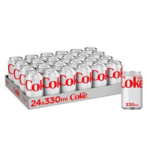 Diet Coke Multipack Can 330ml - Pack of 24, Sugar-Free Low Calories Beverage Soft Drink