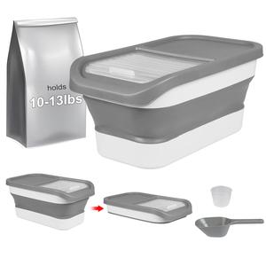15 Lbs Dog Food Storage Container - Collapsible Dog Food Container with Sliding Lid, Pet Food Scoop and Measuring Cup, Pet Food Storage Containers Dry Food for Dog, Cat and Other Pets