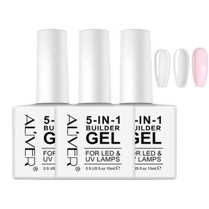 Builder Gel For Nails 5 in 1 - Hard Nail Extension - Clear Pink & White Nail Art Care Cosmetic Nail Polish Care Nail Care Polish buildergel