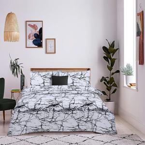 Luxury 4-Piece Marble & Floral Bedding Set – Ultra Soft Duvet Cover with Deep Pocket Fitted Sheet & Pillowcases – Hotel Quality, Wrinkle-Resistant, Machine Washable – Elegant Bedroom Décor – King, Double & Single Sizes Available