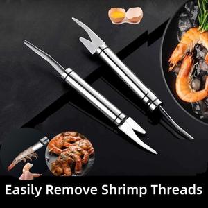 5 in 1 Multifunctional Shrimp Cleaner Knife Stainless Steel Shrimp Peeler, Seafood Utensils, Portable Double-Headed Stainless Steel Shrimp Cleaner, Easy Intestine Cleaning Tool for Kitchen