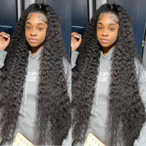 Bling Hair 18-36 Inch 13x6 Deep Wave Lace Front Wigs Human Hair 13x4 Lace Frontal Wigs Curly Human Hair Wig for Women Glueless Wigs Pre Plucked with Baby Hair Natural Color