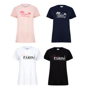 NOROZE Women's T-Shirt Round Neck Short Sleeve Tops Fashion Print Blouses Summer Dress Tee Shirt UK Size 8-16 Casual Cotton