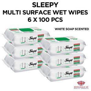 Sleepy - Multi Surface Cleaning Wipes, Campaign, White Soap Scented - 6 x 100pcs Pack Toilet