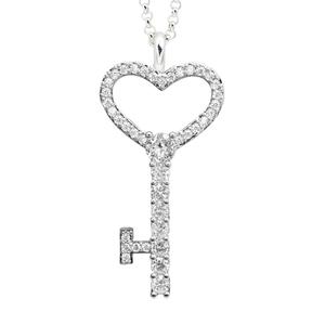 Swarovski Crystals Key Heart Necklace in Sterling Silver with Gift Box