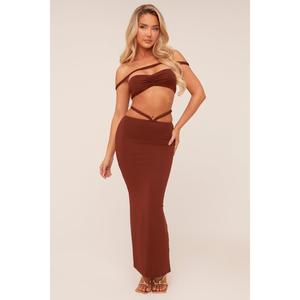 Constance Women's Rebellious Fashion Bardot Cropped Top & Maxi Skirt Co-ord Set