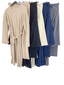 Fashion Luva New Tie Waist Knitted Midaxi Dress Lounge set Co ord Set.