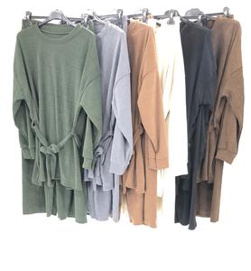 Fashion Luva new womens corduory belted top dress & wide leg Trouser loungewear set co-ord long sleeve round neck tracksuit Comfort Womenswear