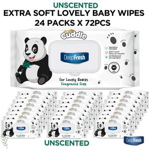 PANDA CUDDLE - Deep Fresh Extra Soft Lovely Unscented Baby Wipes - PANDA CUDDLE 24 Packs 72pcs,  It does not contain alcohol, pH balanced,