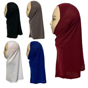 One Piece stretchy Hijab For Kids Scarf School ready made Muslim Black Blue White
