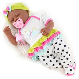 BiBi Doll Ethnic Sleeping Black Baby Doll Girl 20" Dummy & Bottle