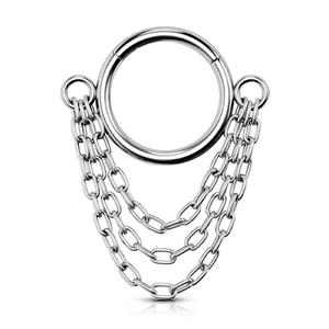 OUFER 16G Dangle Triple Chain Style Septum Nose Ring