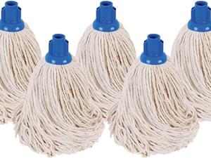 Pack of 5 Mop Heads Replacement, Colour Coded Self Threading Socket Cotton Mop Head No.12 PY Adjustable Absorbent Accessory Cleaning