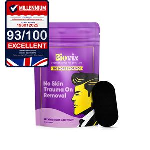 Biovix Mouth Tape for Sleeping - Pain Free Removal, Gentle Adhesive, Hypoallergenic Snoring Aids for Men and Women - Sleep Mouth Tape for Improved Night Sleep, Nasal Breathing, Helps Reduce Snoring (30 Black Strips)