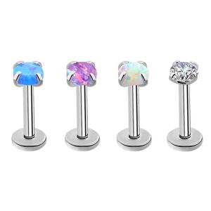 Regular Labret 4PCS Internally Threaded Opal/CZ Gem Labret Monroe Stud