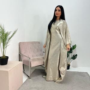 Ladies shimmer foil print modest kaftan abaya onesize uk 6-20 lover