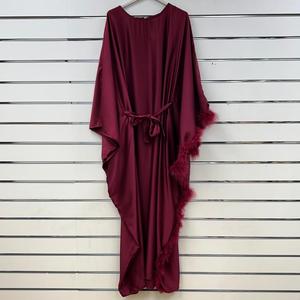 Satin Belted Dress With Feathers (136cm/53inches)
