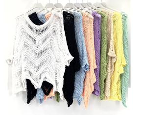 Fashion Luva New Womens Ladies crochet open Fishnet knit sweater cape beach summer holidays top Knitwear Womenswear Breathable Comfort