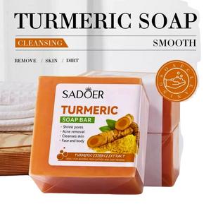 Turmeric Sadoer Soap Bar Skincare Acne Removal Pore Cleaner Smoth Skin Nourshing Body Care.