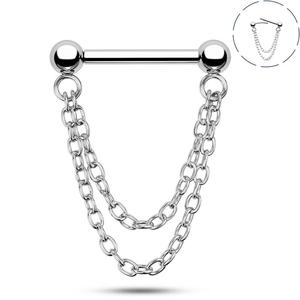 OUFER 16G Threadless Chain Style Septum Piercings Push Pin Nose Ring