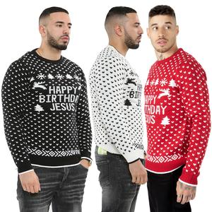 NOROZE Men's Novelty Happy Birthday Merry Christmas Jumper Santa Knitted Sweater Top UK Sizes S-XXL christmas  jumper Classic Crewneck