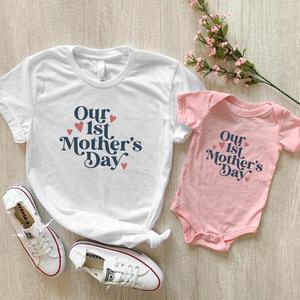 Our First Mothers Day Matching T-Shirt/Bodysuit- Pink