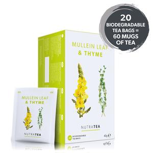 NutraTea - Mullein Leaf & Thyme Herbal Tea - 20 Biodegradable Bags for Respiratory Health | Clear Breathing Naturally - Herbal Infusion | Caffeine-Free -  60 Cups of Tea