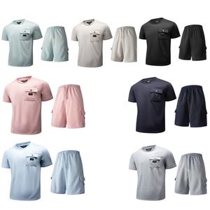 Clovu Mens Pique Short-Set Top and Matching Shorts Summer Co-ord Clothes Fabric Menswear Breathable Outfit Stylish Pique Fabric Chest Pocket with Cargo Shorts Pocket Holiday Outfit Set