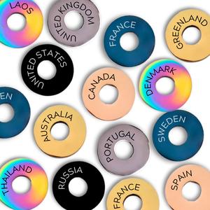 Top 50 Country Rings / Tokens for Travel Memory Keyring - Most Popular 50 Countries