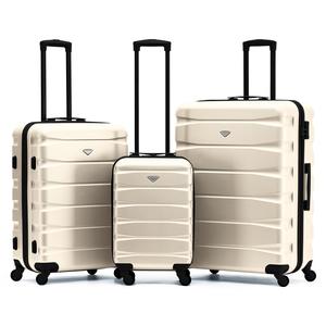 Flight Knight Hard Shell ABS Medium, Large Check-In And Carry On Suitcases - SAFIR - Cream/Black