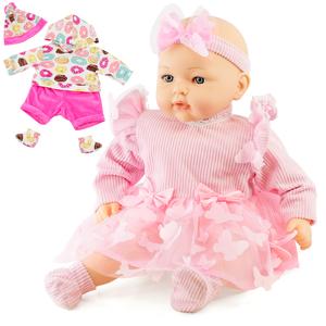 BiBi Doll Maeve - 18" Baby Doll Girl In Pink Dress With Sounds, Dummy & Extra Doll Clothes - Baby Dolls For Girls & Boys - Baby Doll Accessories Talking Doll Baby Doll