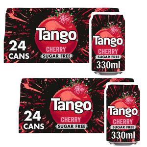 Tango Cherry Sugar Free - Pack of 48 x 330ml Cans - Refreshing Fruity Beverage No Sugar Fizzy Drink