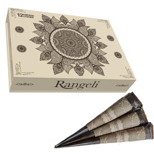 3 Pack Rangeli Handmade Henna Cones with 10pcs Stencils Included (5 Pairs) - Temporary Tattoo for Hands and Arms mehndi
