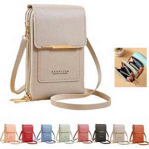 Cross Body Bag Women with Multi-Pockets, Leather Ladies Cross Body Handbags Phone Pouch with Long Strap Zips Card Slots, Cellphone Shoulder Bags Coin Purse Wallet