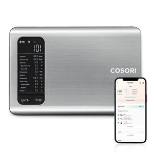 COSORI Nutrition Scale, Smart Food Kitchen Scale with Nutritional Calculator, Free App with 19 Nutrients Tracking, Calorie, Macro, Digital weight in grams and ounces for weight management, Premium Stainless Steel, 11lb.