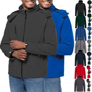 Mens Soft Shell Hooded Jacket Zip Up Fleece Lined Waterproof Windproof Durable Outdoor Plain Smart Water Resistant Designer Coat Menswear Breathable