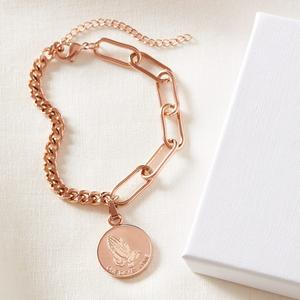 Serenity Disc Dual Chain Bracelet Rose Gld