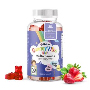 Flebo GummyVites Kids Multivitamin Gummies | Halal Kids Multivitamin I Delicious strawberry flavour and sugar free | Supports immune system and energy | Kids 3+ I Doctor Led Brand | Healthcare