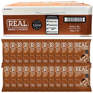 REAL Hand Cooked Roast Ox Potato Crisps 35g x 24 - Gluten Free Vegetarian Snacks Perfect for On-The-Go Sharing