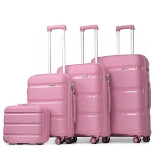 [MissLulu Bags] Bright Candy Design Hard Shell Polypropylene 20''/24''/28'' Suitcase with TSA Lock and 14'' Vanity Case Classic Collection - Pink