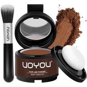 Root Touch Up Hairline Powder Instantly Conceals Hair Loss, Gray Root Cover Up Powder, Water & Sweat Resistant Hair Powder for Thinning Hair Men & Women, Includes Brush