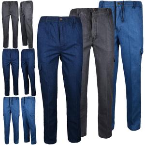 Mens Cargo Denim Jeans Elasticated Waist Stretch Spandex Trouser Straight Casual Pants Classic Cotton Menswear Pocket
