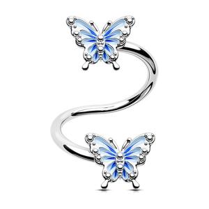 OUFER 16G Blue Butterfly S-Shape Barbell Helix Piercing Jewelry Earrings for Women