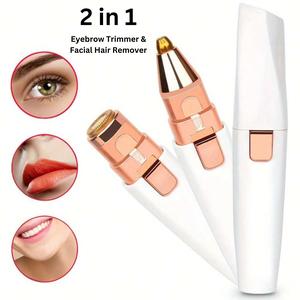 [UK Seller] 2 in 1 Rechargeable Eyebrow Trimmer & Facial Hair Remover | LED Light | Painless Portable | Eyebrow Epilator Pen for Women Eyebrow Hair Removal for Women & Men | Quick & Safe Daily Gift Comfort facial shaver eyebrow  laser eyebrow  trimmer