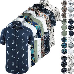 Mens Springfield Hawaiian Short Sleeve Beach Holiday Summer Designer Palm Floral Shirt Menswear Printed Top Collared Flower