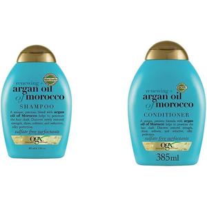 OGX Argan Oil of Morocco Sulfate Free Shampoo for Dry Hair, 385 Ml & Hair Conditioner for Dry Damaged Hair, 385Ml