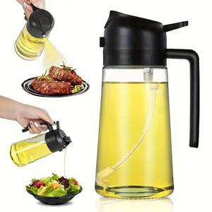 470ml Oil Spray Bottle, Glass Oil Sprayer, Dual-purpose Oil Dispenser For Pouring And Spraying, Anti-leakage Olive Oil Storage Bottle, Kitchen Seasoning Holder, Soy Sauce Bottle, Vinegar Sprayer, Kitchen Supplies, Kitchen Gadgets, Transparent Utensils.