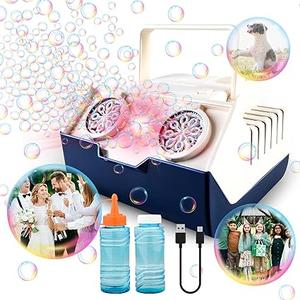 deAO Bubble Blower  , Electric Bubble for Children, 16 Bubble Holes, Portable Bubble Machine 2000+ Bubbles/Min, Automatic Bubble Wedding/Birthday/Party/Festival
